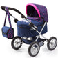 Bayer Design Dolls: Trendy Pram - Blue, Pink, Hearts - Includes Shoulder Bag, Fits Dolls Up to 18, Adjustable Handle, Kids Prete