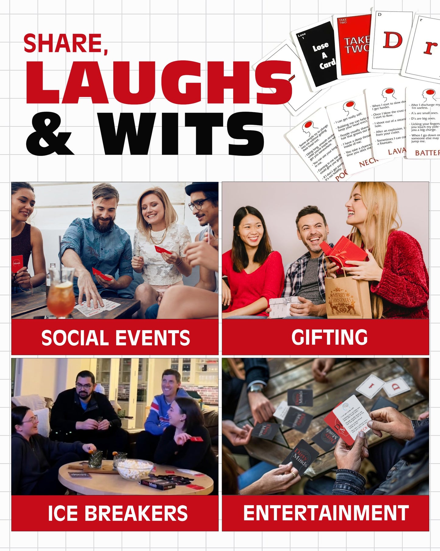 TDC Games Original Dirty Minds Party Game - Hilarious Adult Card Game, Black, Model 1040, Perfect for Couples & Date Night