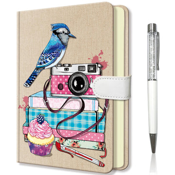 Dwiyittn Cute Bluejay Diary With Magnetic Closure - Journal For Girls, Includes Pen & 192 Lined Pages - Birthday Gift For Kids