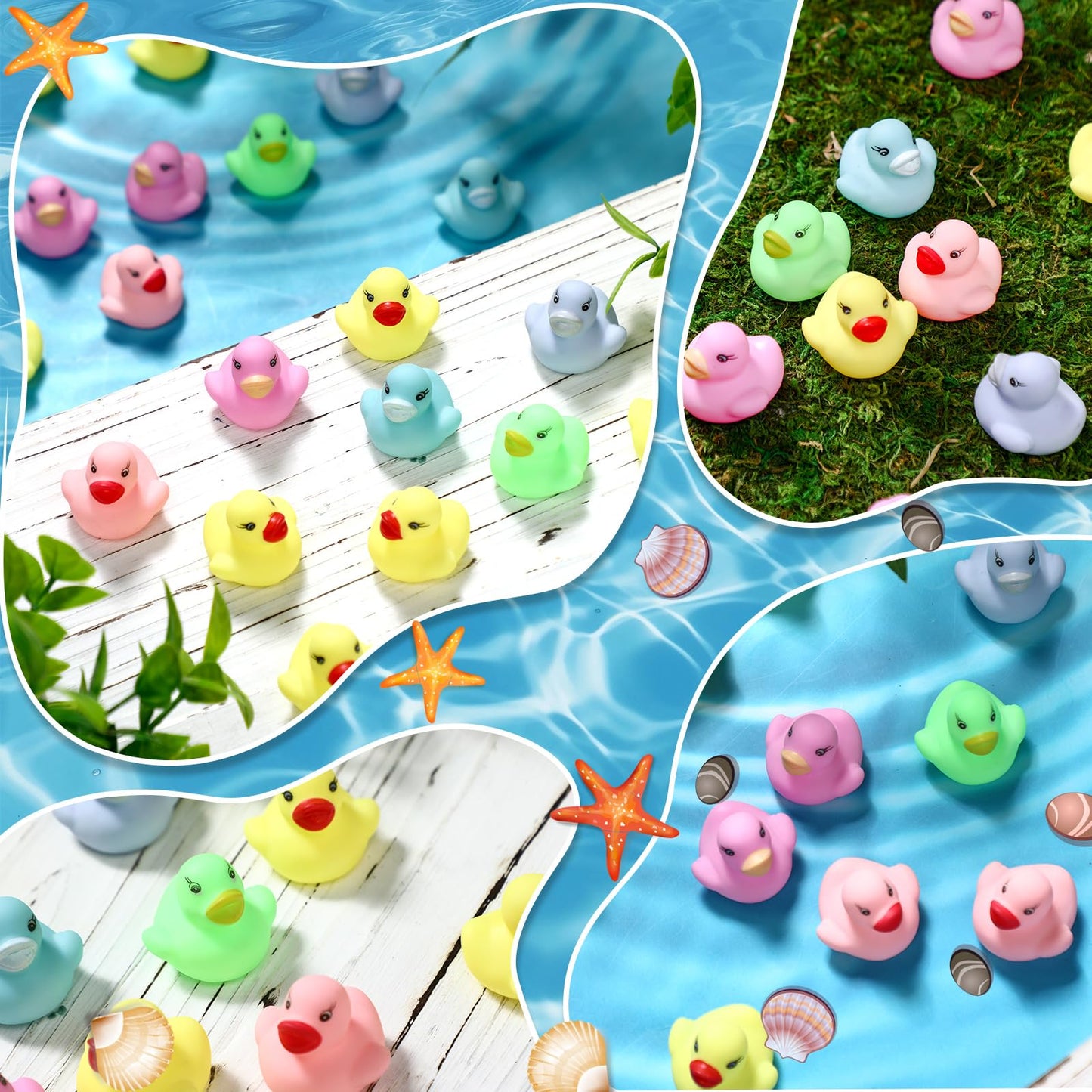 Teling 200 Pcs Mini Rubber Ducks in Bulk Yellow Tiny Baby Shower Ducks Float Squeak Bathtub Duckies Preschool Bath Toy for Birthday Party Gift(Macaron Color)