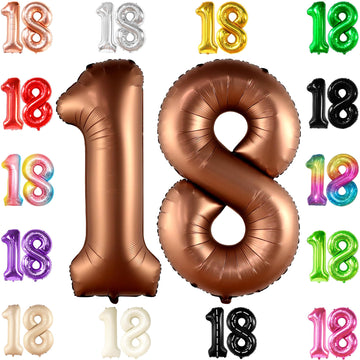 Katchon, Coffee Brown 18 Number Balloon - 40 Inch, | Brown 18 Balloon Numbers For Coffee Birthday Decorations, 18Th Birthday Decorations For Girls | Safari Theme Party, Brown Birthday Decorations