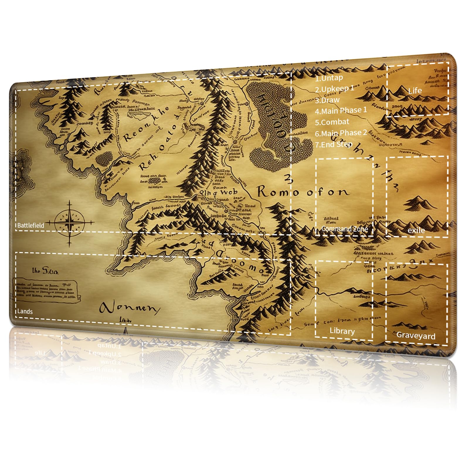for MTG Card Playmat with Zone,Game Play Mat for MTG TCG 24 x 14 inches,Non-Slip Play Mat for Commander Board RPG CCG Game TCG O