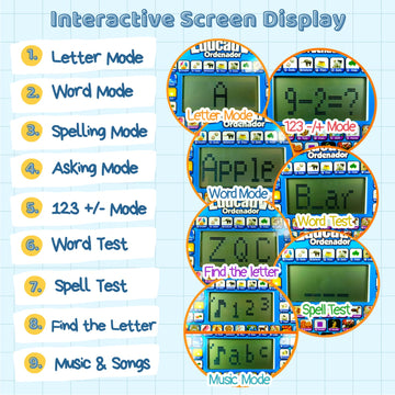Zeenkind Spanish & English Small Talking Laptop Toy For Kids 2 3 4 Years Old, Learn Spanish Alphabet Numbers Words Spelling Math, Interactive Bilingual Learning Laptop Toys For Toddlers