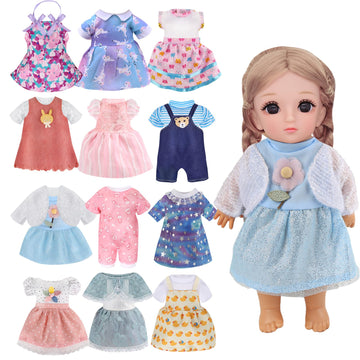 12-14 Inch Doll Clothes Set with Snap Buttons - 12 Cotton Outfits for Pretend Play | Toddler Educational Dress Up Kit Ages 3-8, 