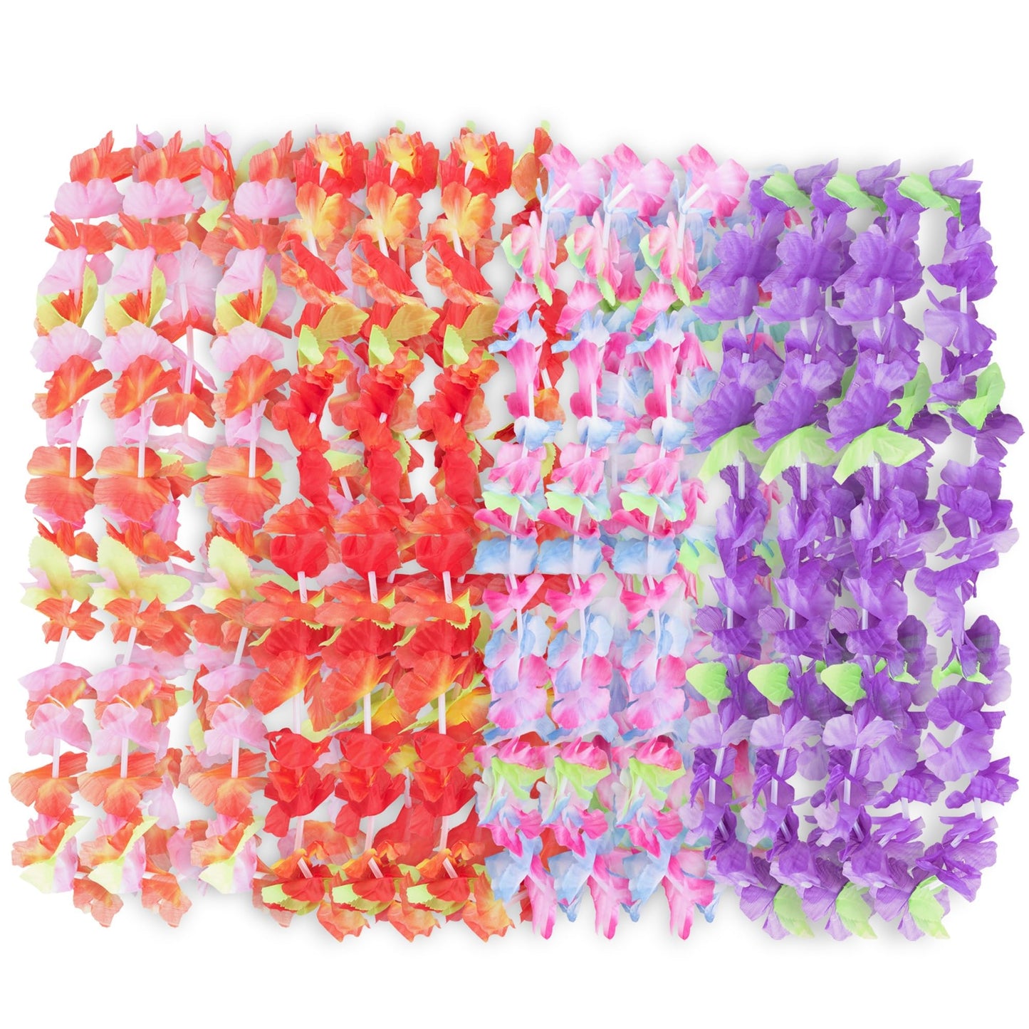 Super Z Outlet Hawaiian Ruffled Colorful Luau Silk Flower Leis for Island Theme Party (12 Pack)
