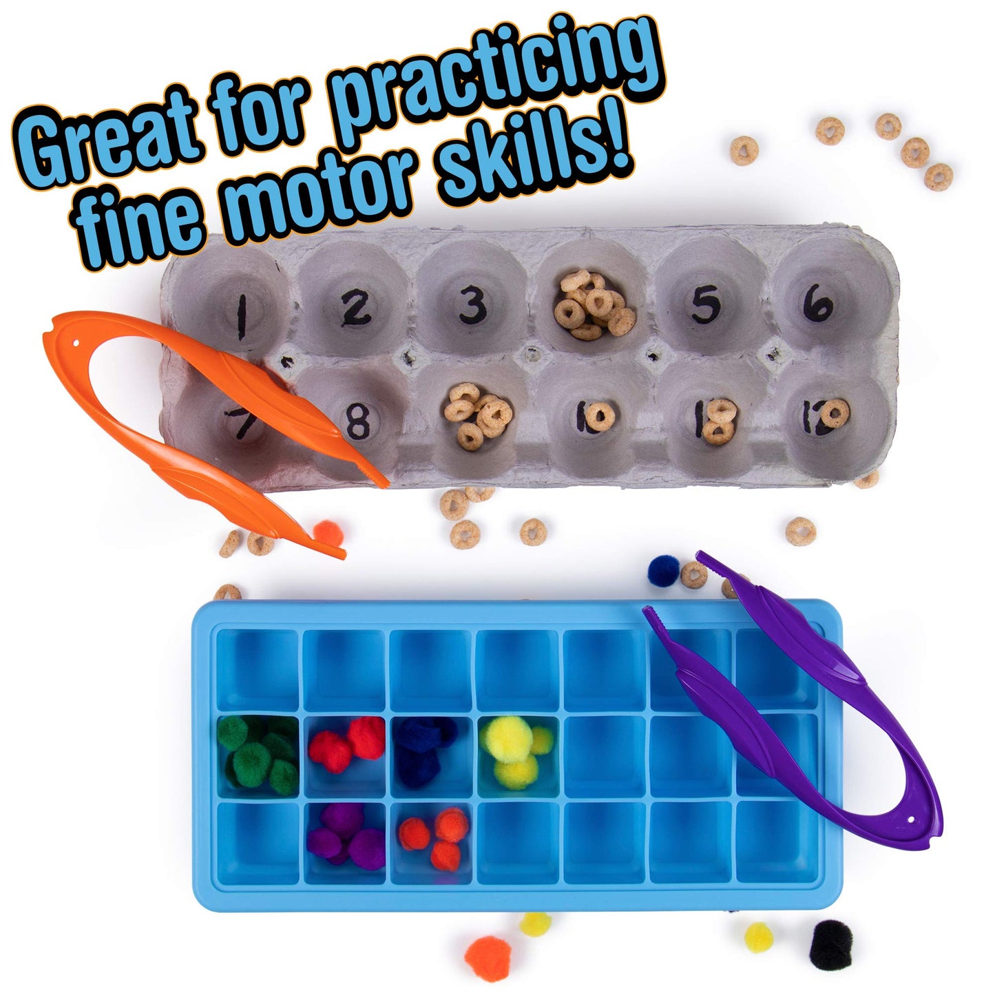 Rainbow Tweezers - Motor Skill Development - Teach Sorting, Counting, Other Early Mathematics Skills - Sensory Learning Tools In