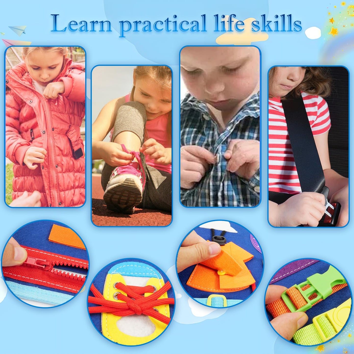 Busy Board for 1 2 3 4 Year Old Toddler Montessori Busy Book Sensory Learning Toys for Boys Girls Preschool Toy Birthday Idea Gi