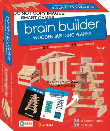 Ekta Brain Builder Wooden Building Planks (Set2) Multi Color (50 Pieces)