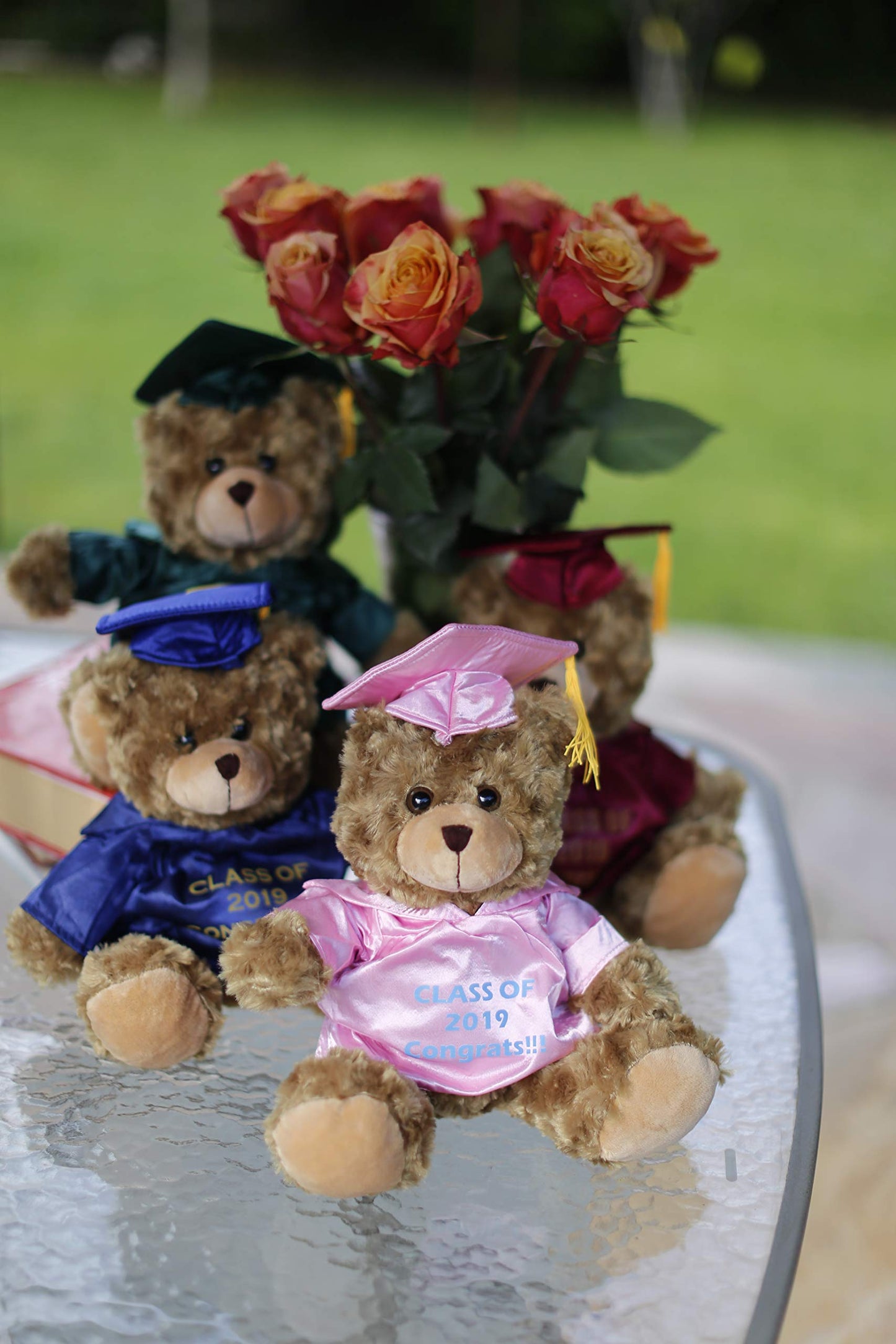 Plushland Plush Stuffed Animal Toys 12 Inches Present Gifts for Graduation Day  Personalized Text  Name or Your School Logo on Gown  Best for Any Grad School Kids (White Gown)