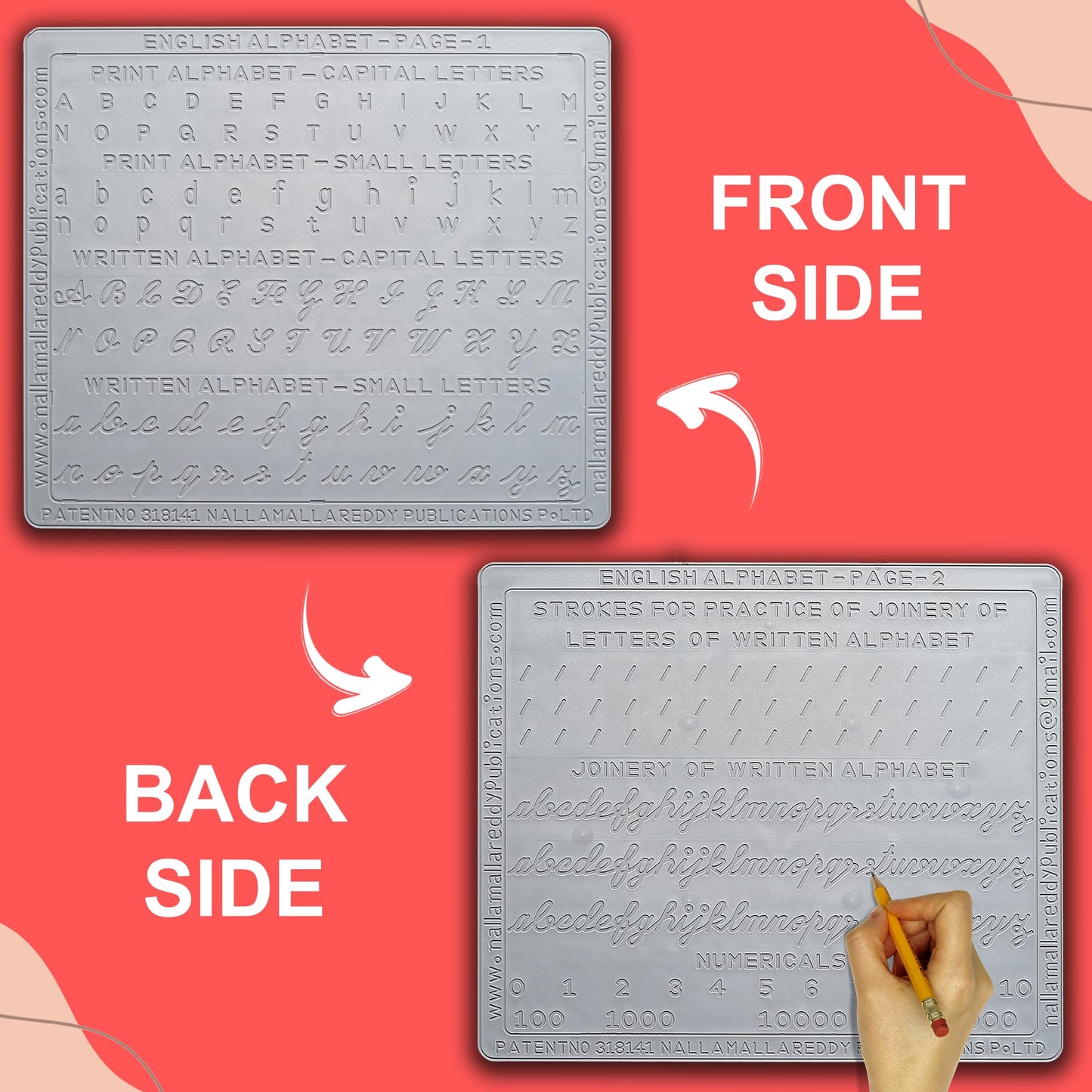 AKSHARABHYAS English Alphabet Slate With All Letters In Groves For 3+ Children To Read & Trace With Pencil For Strong Foundation