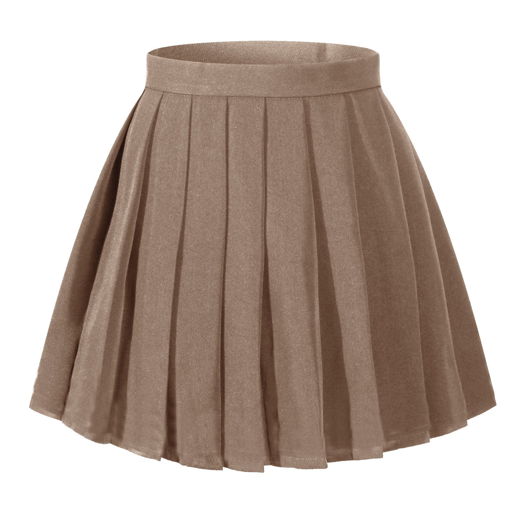 Beautifulfashionlife Womens School Uniform High Waist Flat Pleated Skirts (3XL,Dark Brown)