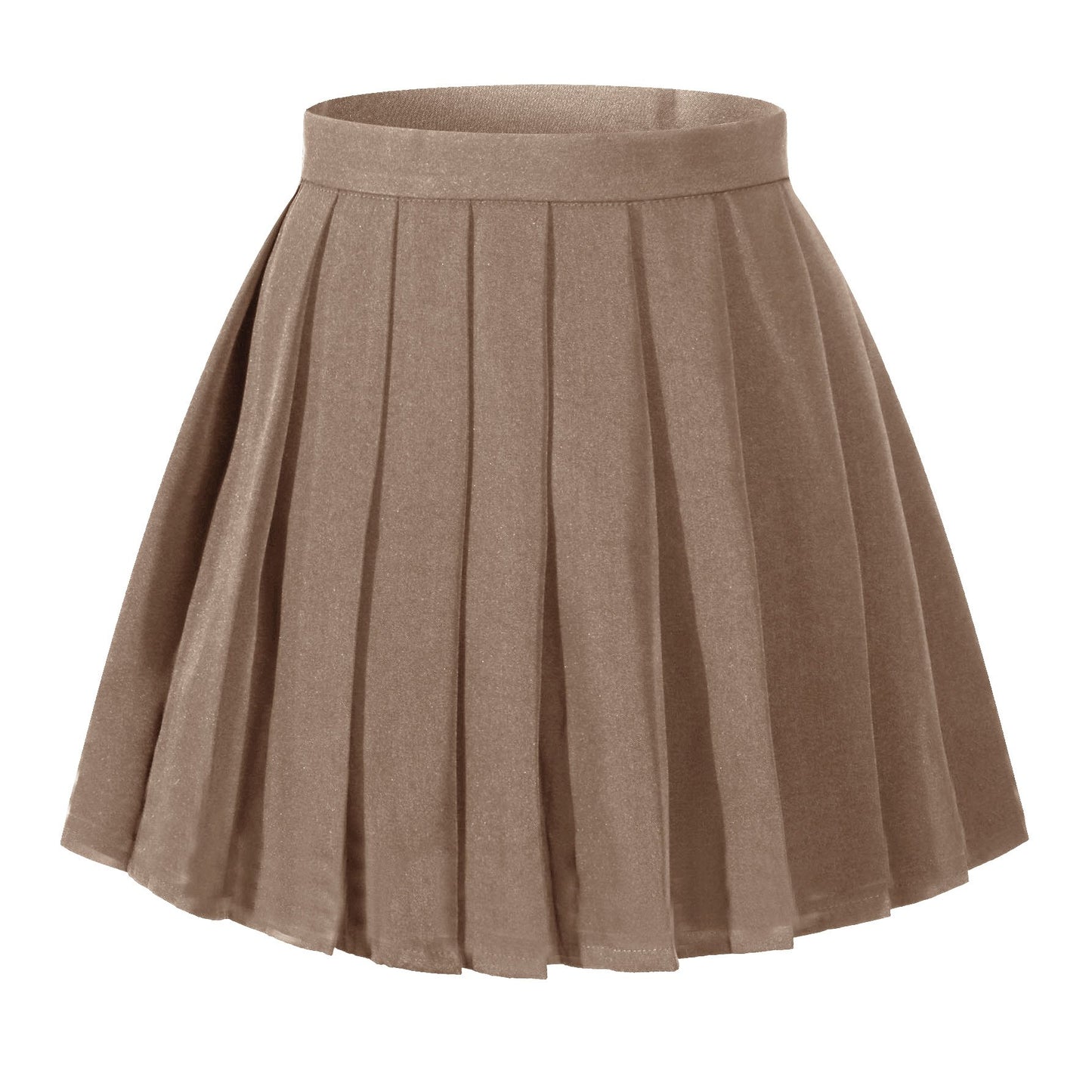 Beautifulfashionlife Womens School Uniform High Waist Flat Pleated Skirts (Xl,Dark Brown)