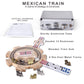 RNK Gaming Double 12 Mexican Train Dominoes Set with Wooden Hub, 8 Metal Trains, Aluminum Case, Multi-Color Dots