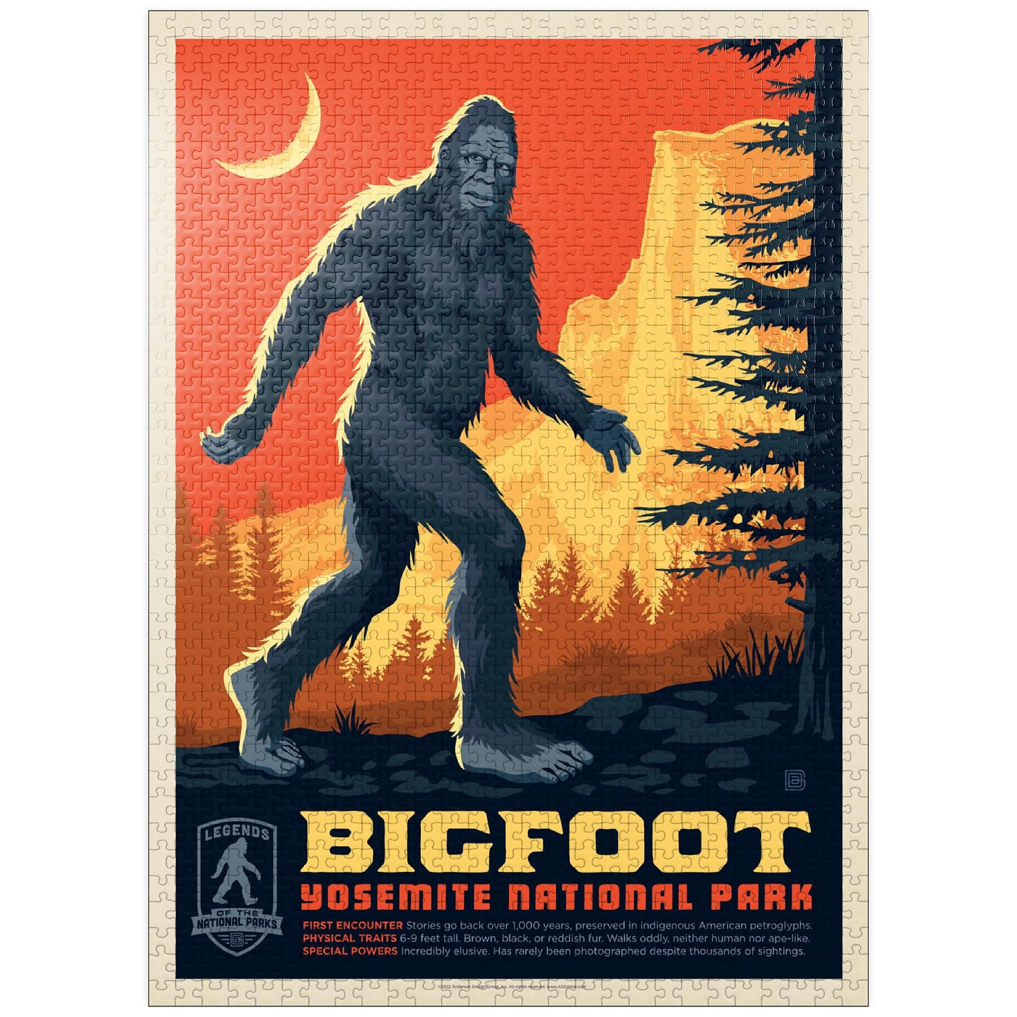 MyPuzzle.com 1000 Piece Jigsaw Puzzle - Yosemite's Bigfoot Vintage Poster, Colorful Cardboard for Adults