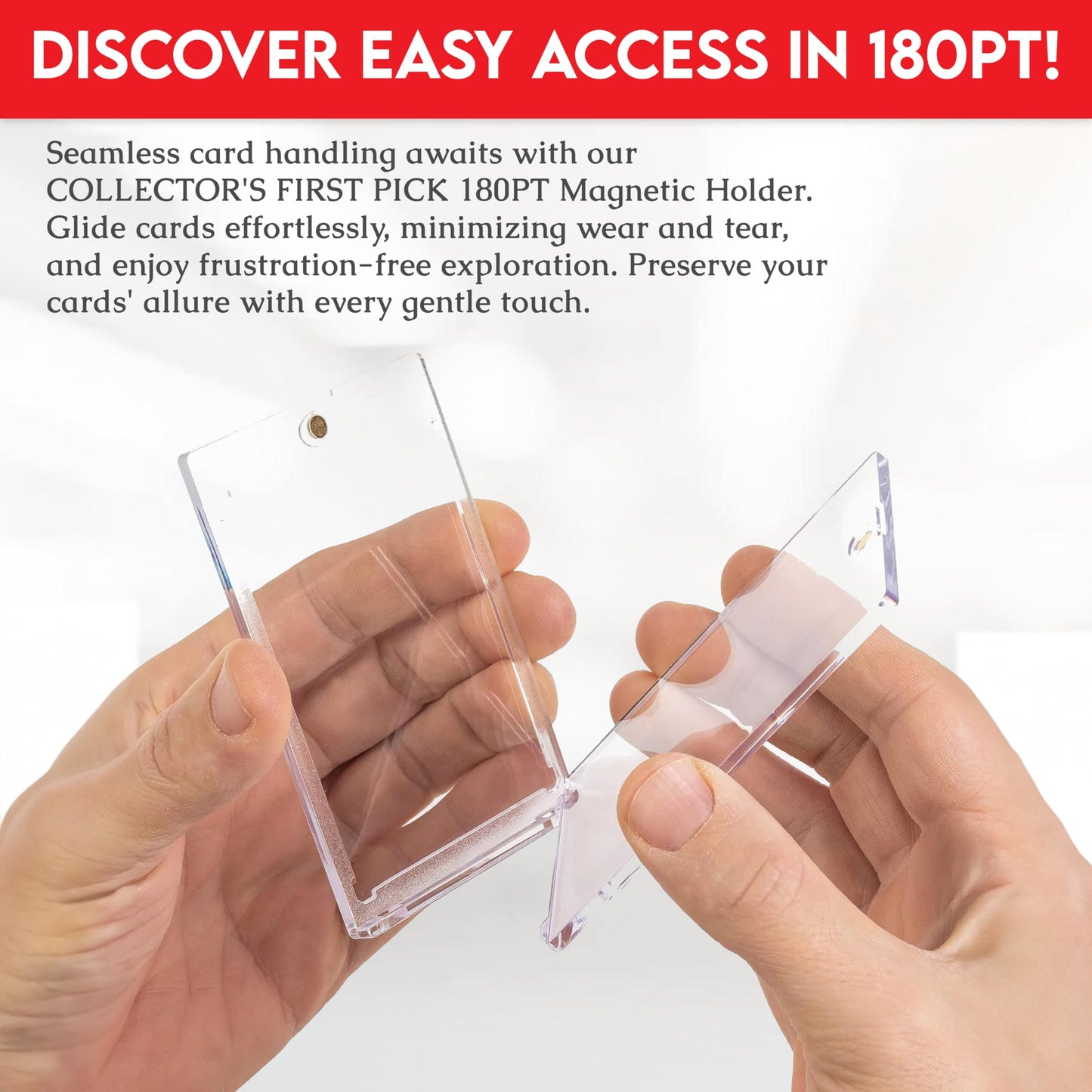 180PT (5 Pack) enhanced One Touch Magnetic Card Holder UV Protection - Ultra Clear - PVC FREE - Trading Card Holder Card Protector Magnetic Card Case For Trading Cards Sports Cards Card Holder Case