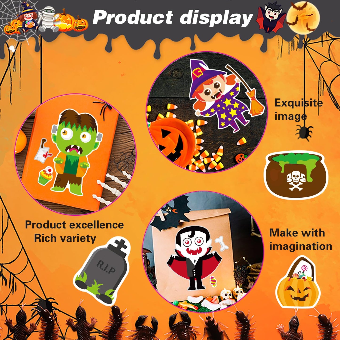 27 Sheets Halloween Make A Face Stickers Make Your Own Halloween Character Mix And Match Stickers Sheets Vampires Witches Mummie