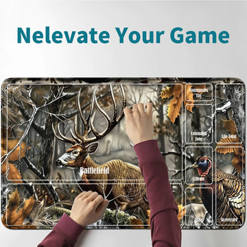 Rwutytiul Forest Deer Card Playmat 24 X 14 Inch With Tube Bag, Card Gameplay Mat With Zones Commander Deck Board Mtg Rpg Ccg Tcg