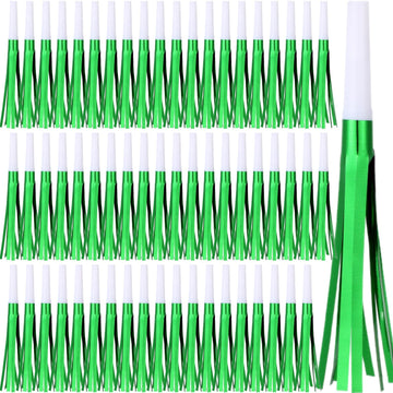 LCPQMZGH 60 Pcs Gold Noise Makers, Metallic Fringed Noise Makers for New Year Party Favor Supplies (Green)