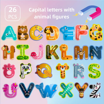 Ehr Magnetic Letters, Colorful Abc Animal Alphabet Fridge Magnets,Thick Eva Material, Suitable For Toddlers Aged 3 4 5 ((Thicken