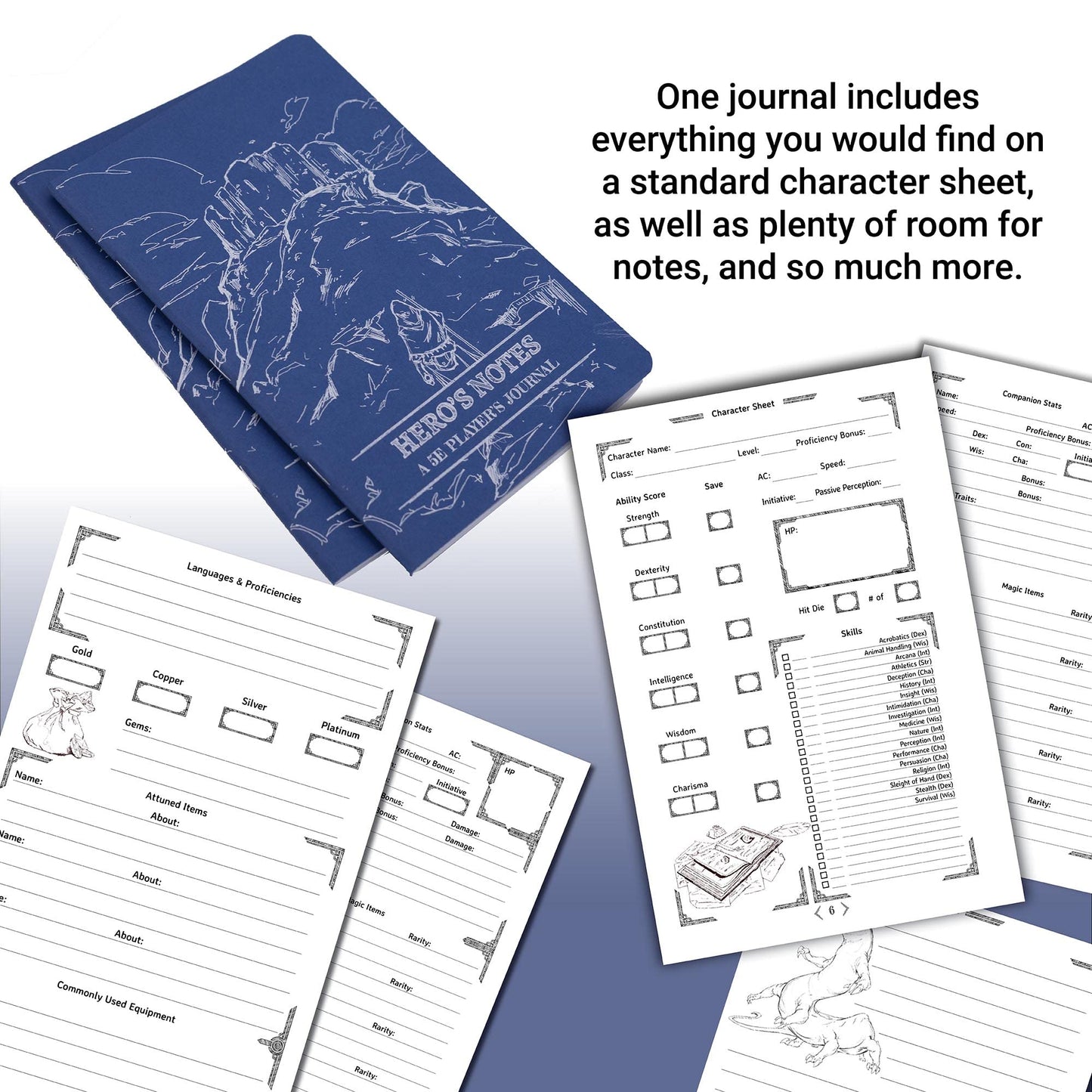 Dungeon Craft Players Journals Detailed Rpg Character Notebook: Blue, For Dungeons And Dragons Fifth Edition Roleplaying Campaig
