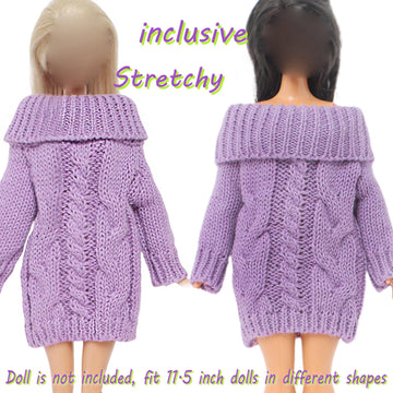 Bjdbus Winter Turtleneck Sweater Clothes For 11.5 Inch Girl Doll Accessories (Purple)