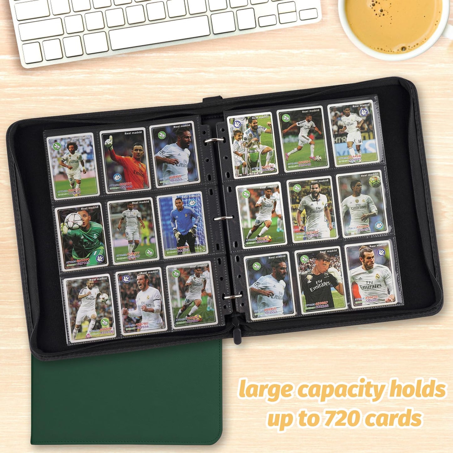 GERMUN Trading Card Binder  720 Pockets Card Binder  9-Poccket Sided Pocket Sports Card Binder  enhanced Card Binders Compatible with MTG  TCG  Baseball Cards(Dark Green)