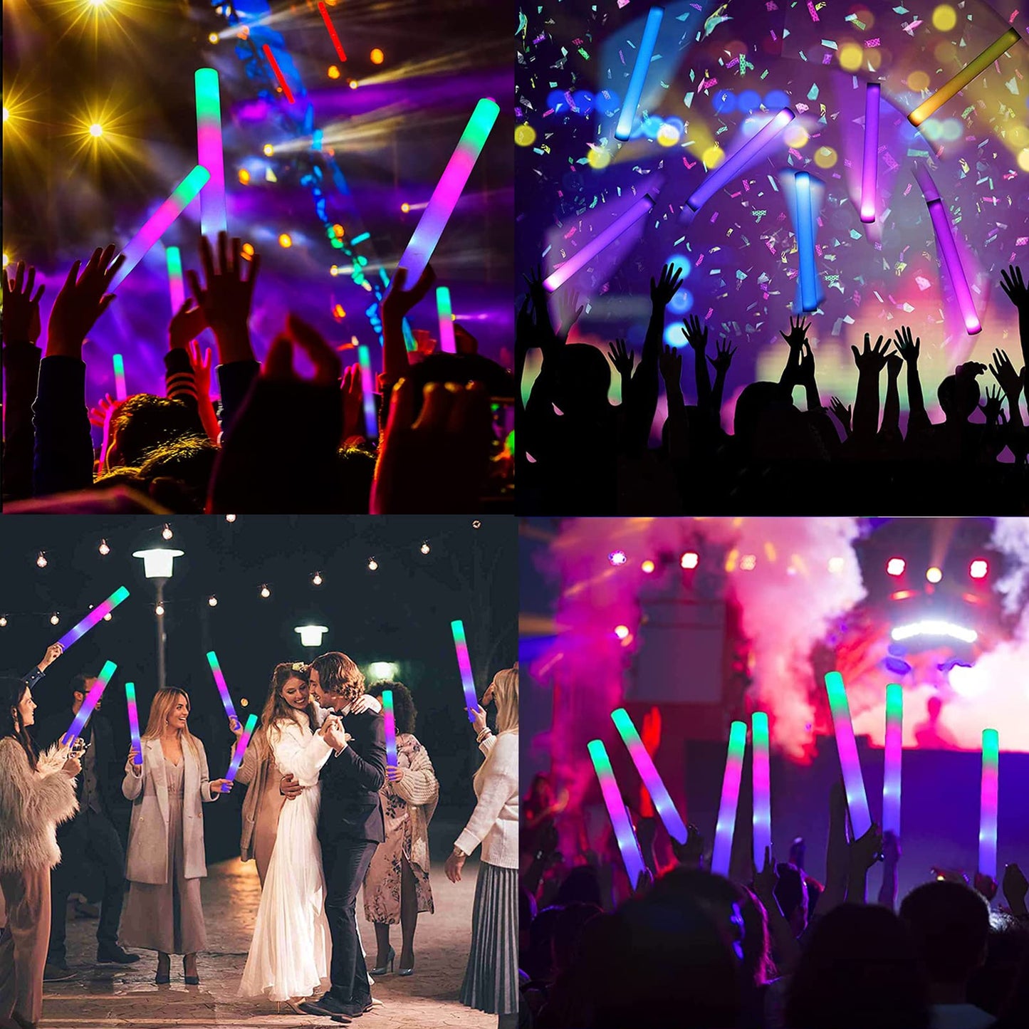 Uodbuyo Glow Sticks Bulk-192 Pcs Led Foam Sticks Glow In The Dark Party Supplies,Light Up Baton Wands For Party Wedding Birthday