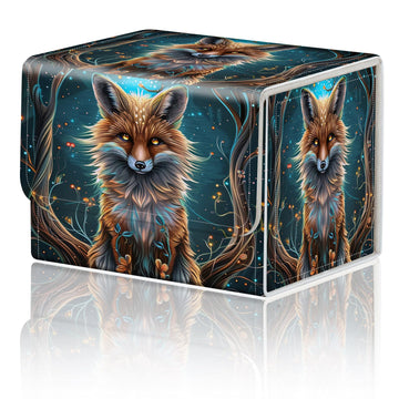 DEGDFSGR for TCG MTG Card Game Storage Box Organizer Trading Card Case Commander Deck Box Magnetic Closure Creative Pattern Up to 200 Cards  Blue Glow Fox