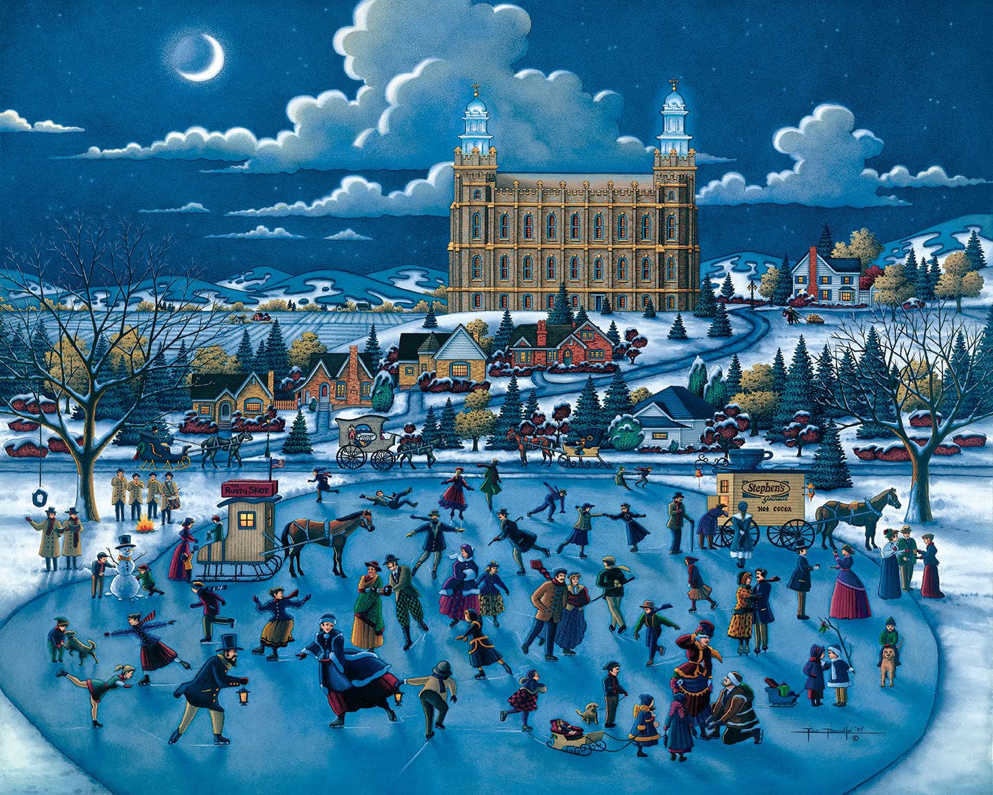 D·O·W·D·L·E Jigsaw Puzzle - Olsen Park - 500 Pieces - Blue Chip Board, Cardboard