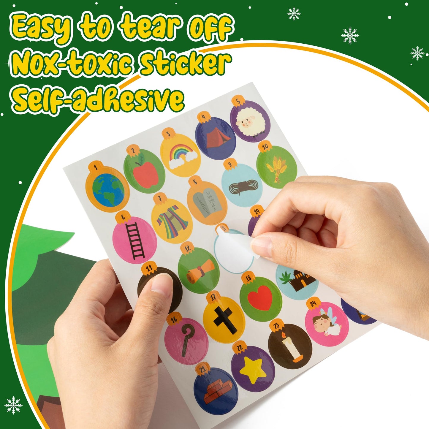 Haooryx Christmas Diy Advent Crafts - 24-Piece Jesse Tree Christmas Diy Advent Calendar Self-Adhesive Sticker Christian Religious Countdown To Calendar Jesse Tree Christian Winter Xmas New Year Gifts