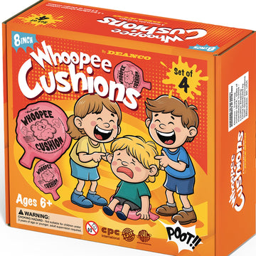 Deanco Whoopie Cushion 4 Pack - Two 7 Inch Self-Inflating & Two 8 Inch Classic Blow-Up Whoopee Cusions Premium Rubber For Louder Fart Sound, Gag Gifts For Kids And Adults, April Fools Pranks