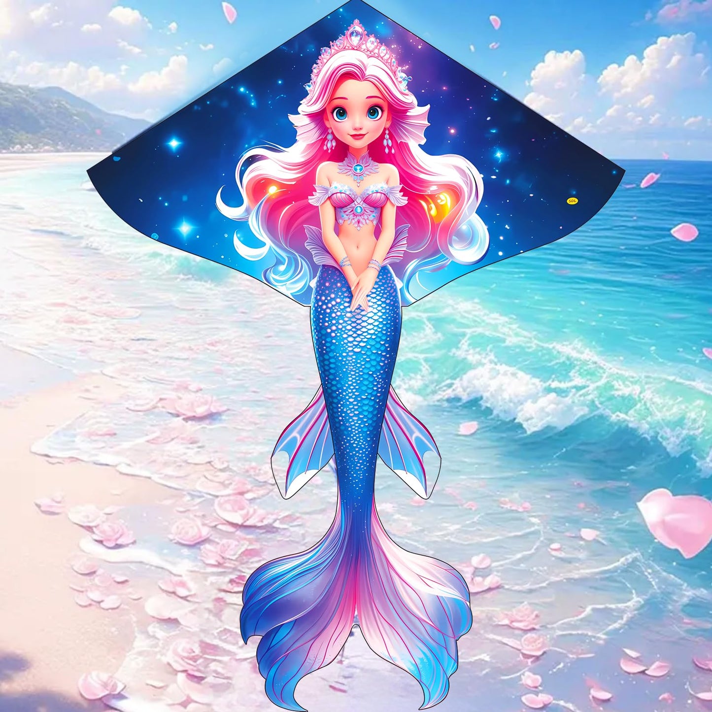 HENGDA KITE Beautiful Mermaid Kite for Kids Beginners and Adults,Cute Design,High Definition Printing,Easy to Fly and Assemble,S
