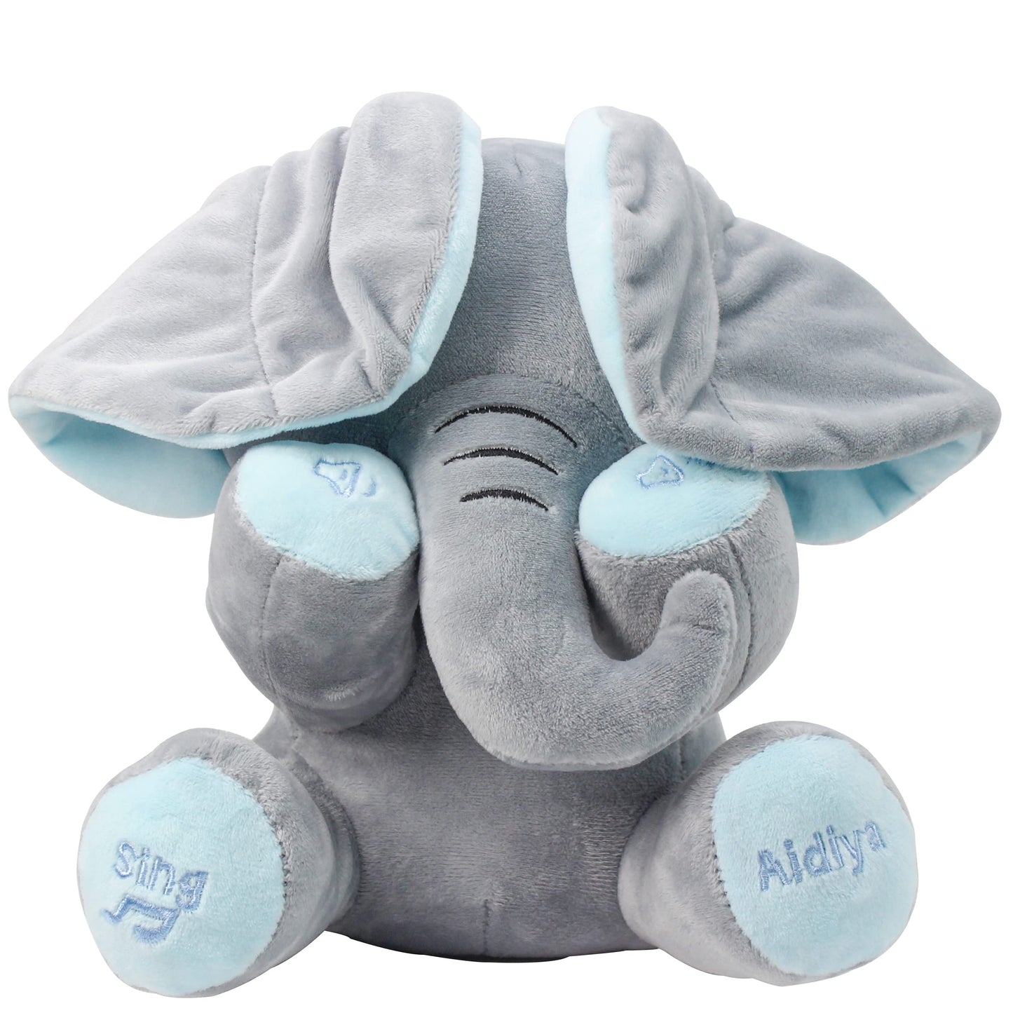 Aidiya Elephant Stuffed Animals Baby Gifts Peluches Ear Interactive Elephant Talking Singing Plush Toys For Girls Boys Gift Adjustable Volume 11.8' Set (Blue)