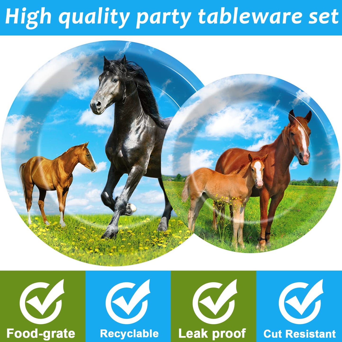 Gisgfim 96 Pcs Horse Party Plates And Napkins Party Supplies Kentucky Horse Party Tableware Set Wild Horse Derby Day Theme Party