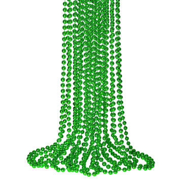 12 PCS St. Patricks Day Beads Necklace, 33'' Green Mardi Gras Beads Necklaces Christmas Necklaces Irish Saint Patricks Necklaces