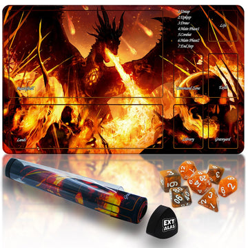 Extalas Experience high-standard Quality with Our MTG Playmat - Perfect for Magic: The Gathering and Lord of The Rings Fans  Complete with a Storage Tube and 7 dice ! (Style8  playmat with zones)