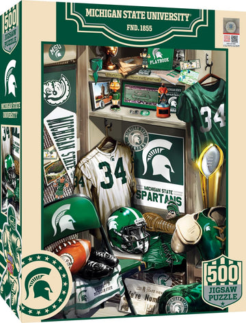 MasterPieces Game Day 500 Piece Jigsaw Puzzle for Adults - NCAA Michigan State Spartans Locker Room - 15x21