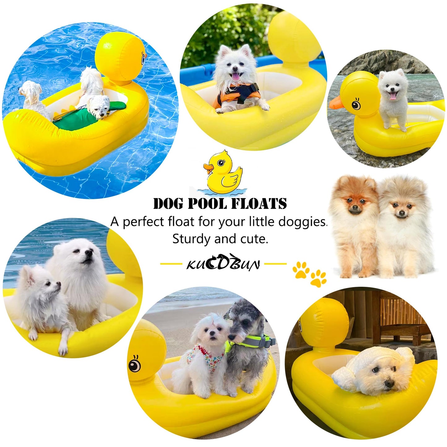 Kucdbun Dog Pool Floats Set, Dog Float Raft With Collapsible Dog Bowl, Non-Toxic Floating Dog Water Toys For Small Dog, Puppy An
