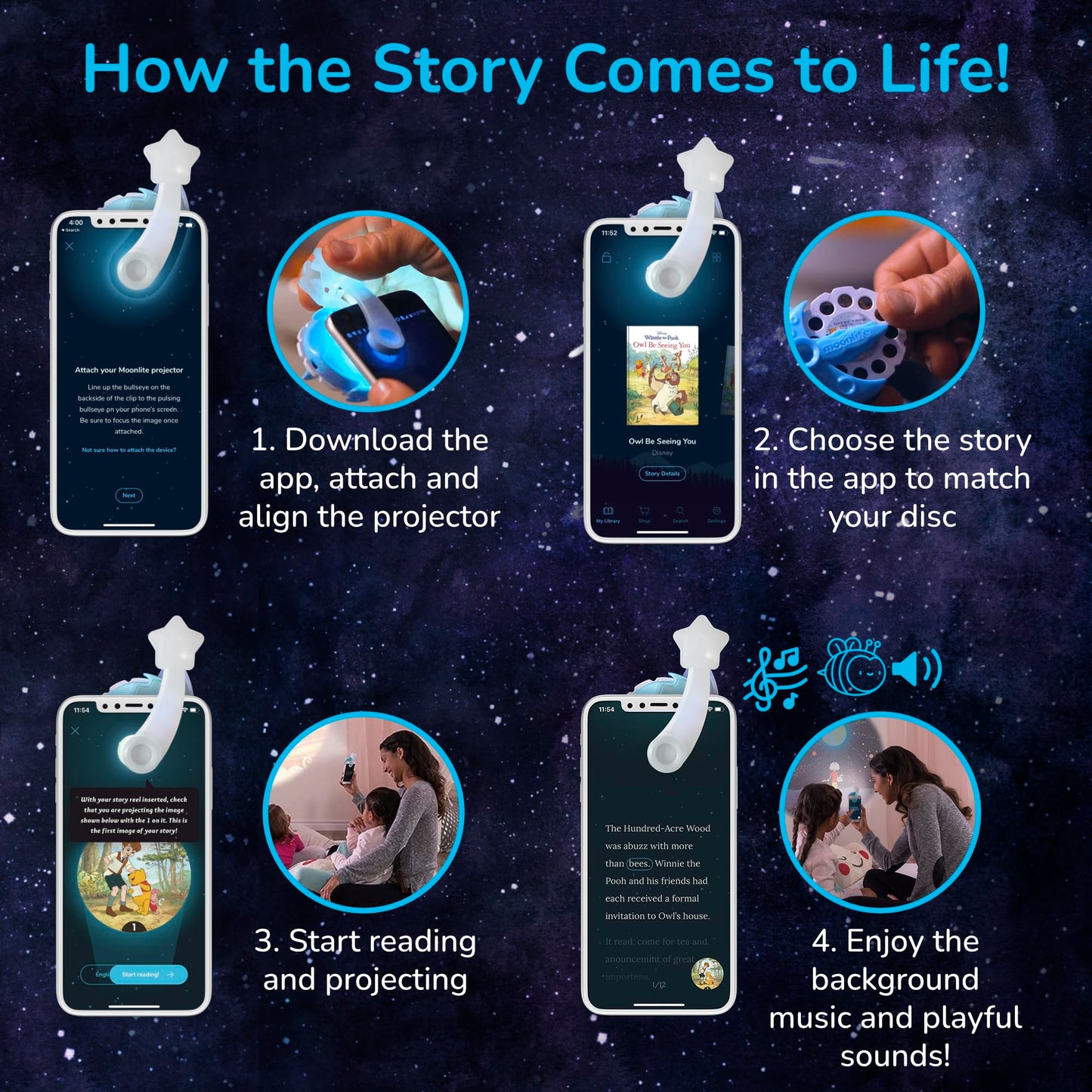 Moonlite Bible Stories For Kids Collection (4 Pack), Dance Of Easter, Lions Don'T Lie, Mary'S Little Lamb, Conversations On The Ark, Reels For Book Projector, Kids Learning Gifts