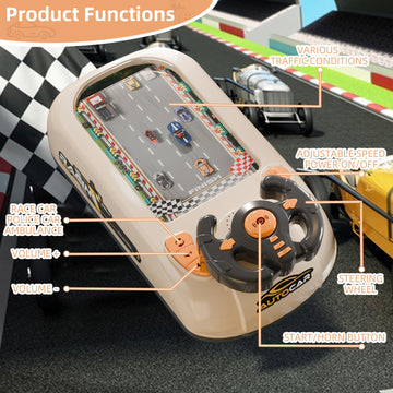 ZHORANGE Toddler Racing Adventure Car Steering Wheel Toy with 8 Melodies & Engine Sounds, Simulated Driving for Ages 3+ - White