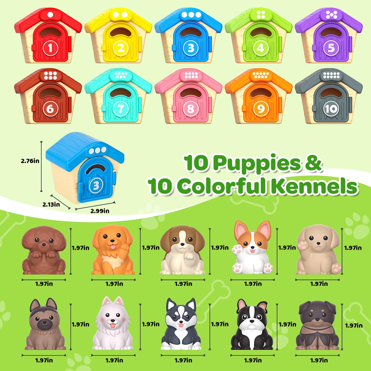 Letapapa Toddler Toys For 1 2 3 Year Old, 20 Pcs Dog Toys For Kids, Montessori Educational Counting, Matching & Sorting Motor Skills Toys, Christmas Birthday Gifts For Baby Boy Girl Aged 12-18 Months