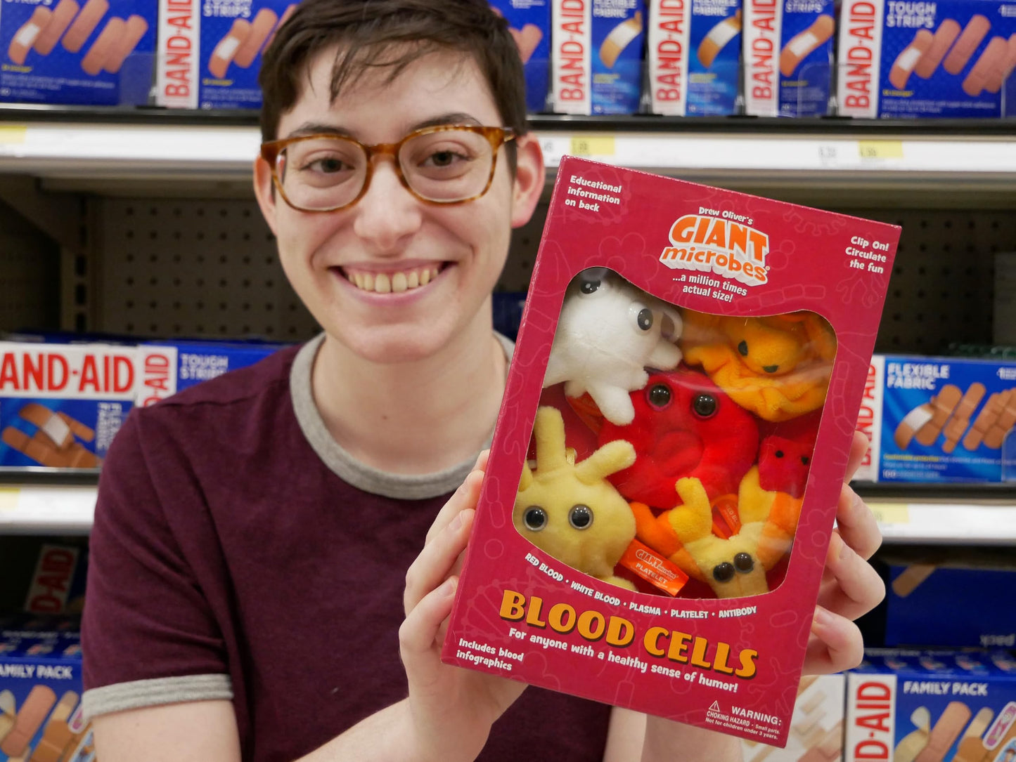 GIANT MICROBES Themed Gift Box - Blood Cells - 4 inches - Red & White - Model GMUS-BX-0105