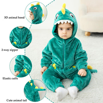 Tonwhar Kid'S And Toddler'S Costume Baby Animal Outfit Baby Boys' Girls' One-Piece Rompers Jumpsuit(18-24M,Green Dinosaur)