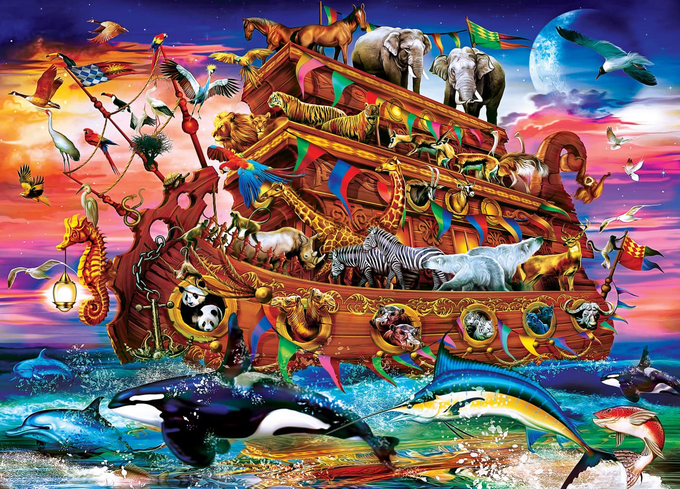 MasterPieces 1000 Piece Jigsaw Puzzle For Adults, Family, Or Youth - Noahs Ark Ships Ahoy - 19.25x26.75
