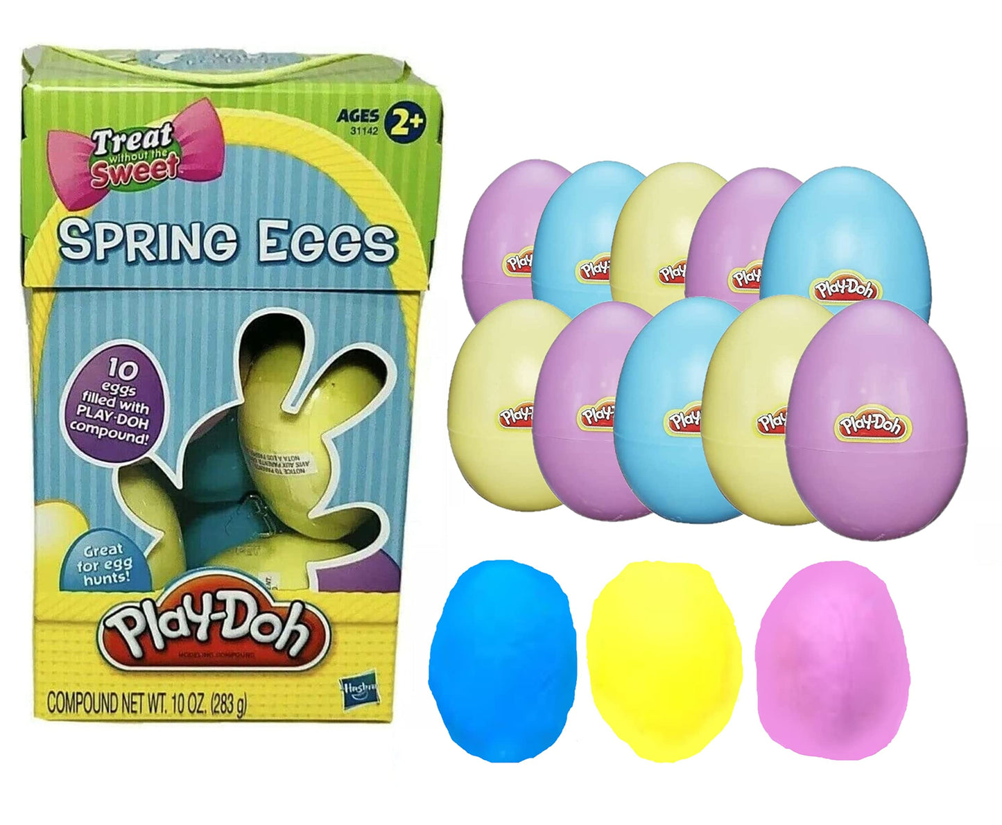 Dough Filled Plastic Eggs- 10 Pack of 1 Oz Colorful Kids Doh- Play & Mold to Fun Dough Shapes -Candy Alternative for Bunny Baske