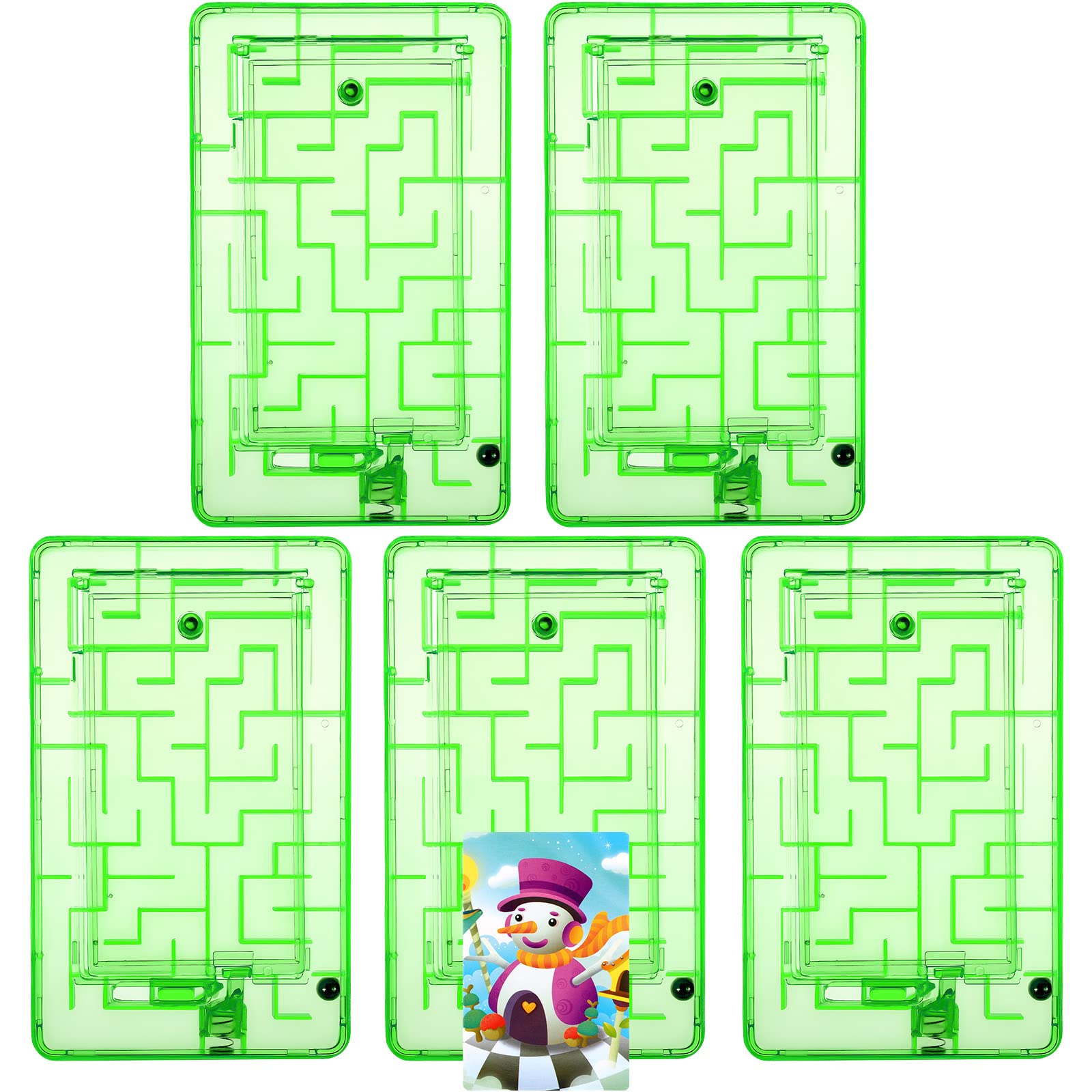 Skylety 5 Pcs Money Puzzle Box Gift Card Box Plastic Puzzle Card Holder Fun Maze Intellectual Pinball Machine Game for Teens and mature-themeds Birthday Party Favors(Green)