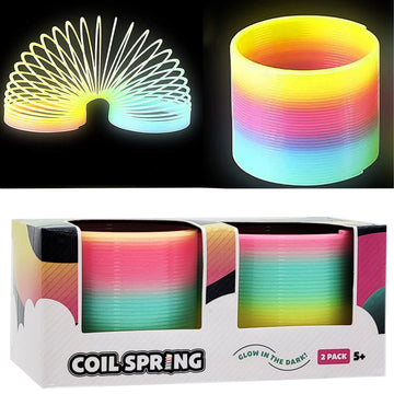 Plastic Coil Spring, Glow-In-The-Dark Magic Rainbow Slingy, Party Favor, Birthday Bag Filler, Stocking Stuffers, 3' (80Mm) (2-Pack)