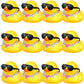 Chivao 12 Pcs Mini Rubber Ducks With Sunglasses/ Glasses And Hats/ Necklace, Cruise Rubber Ducks In Bulk Small Bathtub Toy For Hiding Party Favor(Fancy Style,Yellow)