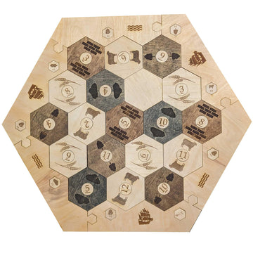 Custom Wood Settler Game Board - 2-4 Players | Main Board Natural Frame | Compatible With Catan