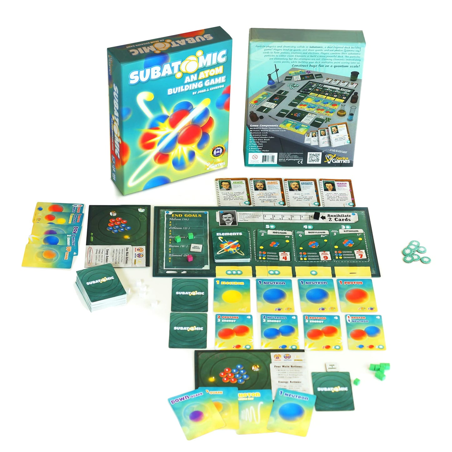 Genius Games Subatomic: Atom Building Game (2nd Edition) - Medium Cardboard - Educational Science Board Game for Teens & Adults